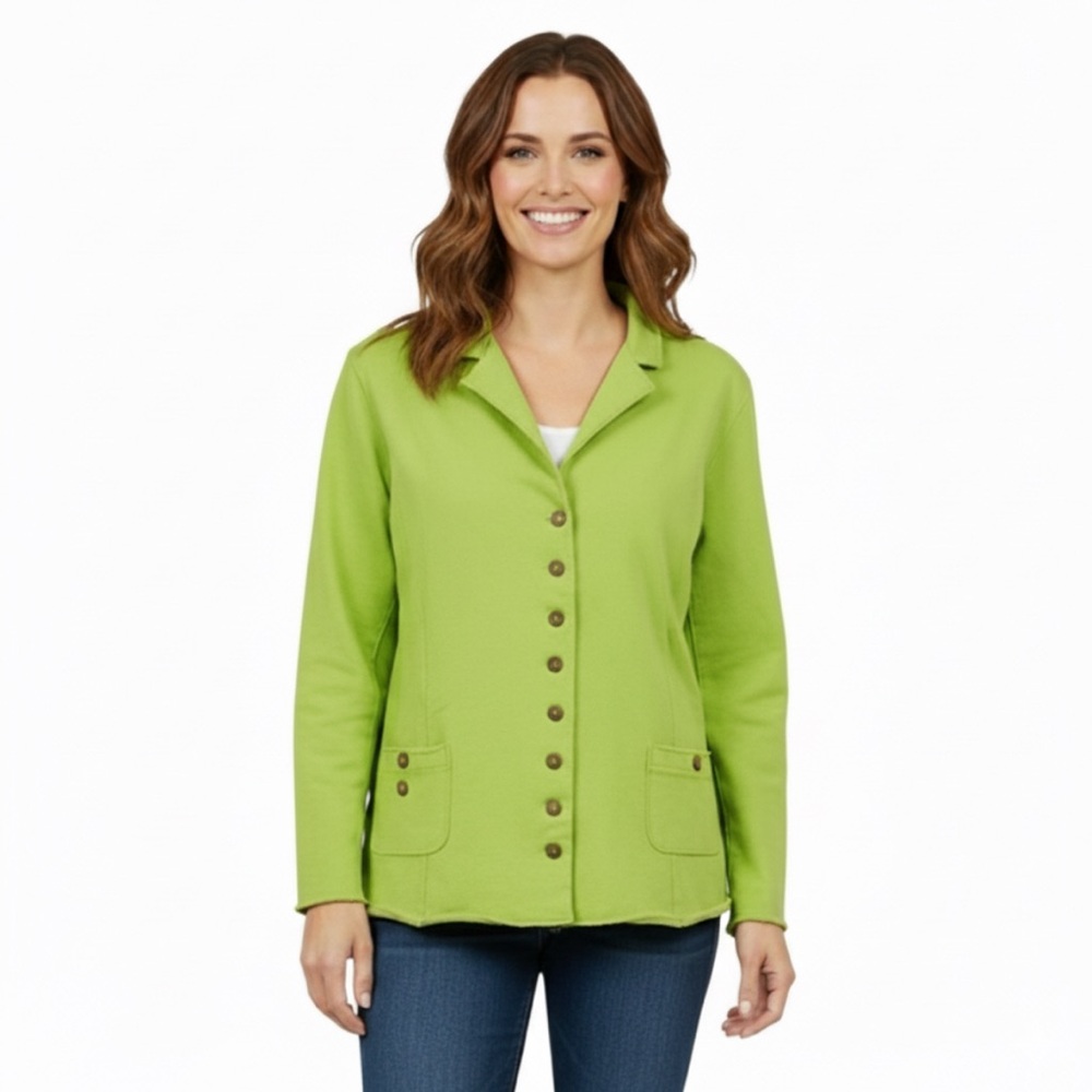 White Lotus Green Blazer Button Up Top Size Large